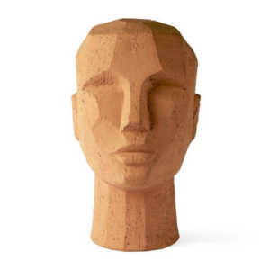 Sculpture tête abstraite en terre cuite HK Living