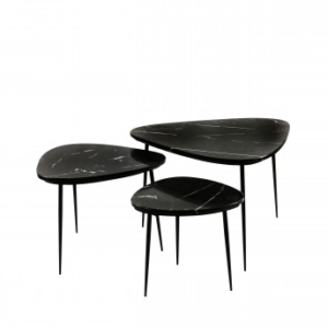 Set de 3 tables marbre Noir