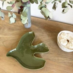 Coupelle/Vide-poche oiseau kaki